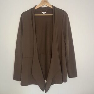 Pure Jill Womens Large Brown Soft Open Cardigan Pima Cotton Modal Spandex